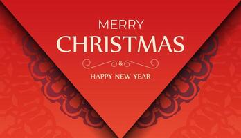 Festive Brochure Merry Christmas and Happy New Year Red color with winter burgundy pattern vector