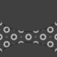 Postcard in black with a luxurious white pattern for your design. vector