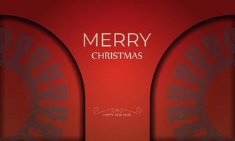 Brochure Merry Christmas and Happy New Year Red color with abstract burgundy pattern vector