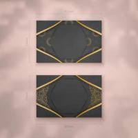 Business card template in black with Indian gold ornaments for your brand. vector