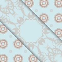 The postcard is aquamarine in color with a luxurious coral ornament, ready for printing. vector