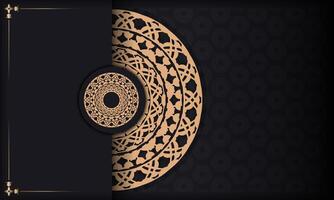 An elegant black and gold background with a circular pattern vector
