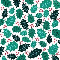 Decorative Christmas Background with Leaves and Red Berries vector