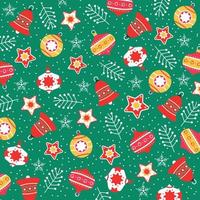Decorative Vector Holiday Background with Christmas Decorations and Snowflakes