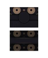Black color brochure with brown abstract pattern vector