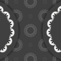 Flyer in black with luxurious white pattern prepared for typography. vector