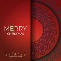 Brochure Template Merry Christmas and Happy New Year Red color with abstract burgundy pattern vector