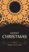 Christmas card with ornate pattern and gold lettering vector