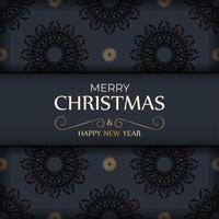 Dark blue merry christmas flyer with luxury pattern vector