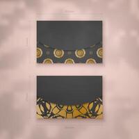 Presentable business card in black with gold mandala pattern for your personality. vector