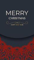 Merry christmas card with red and black background vector