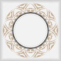 A white and brown circular frame with a decorative pattern vector