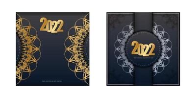 Two black and gold new year cards with gold numbers vector
