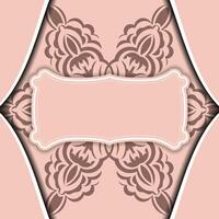 A pink and brown background with an ornate design vector