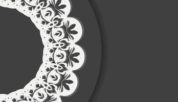 Black banner with vintage white pattern for design under your logo or text vector