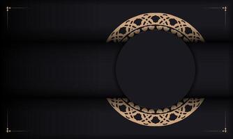 Baner in black with a luxurious brown pattern and space for text vector