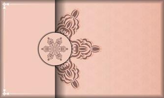 Pink color card with Indian ornaments for your design. vector