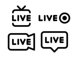 Streaming live icon set stream vector