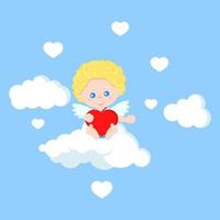 Vector isolated cute cupid in flat cartoon style.