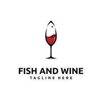 Fish and wine logo design company logo business logo vector icon label emblem