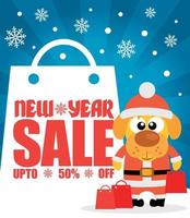 New Year sale background with dog  up to 50 off vector