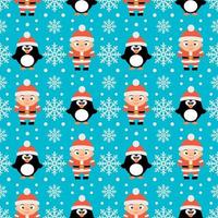 New Year seamless with boys and penguins vector