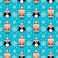 New Year seamless with boys and penguins vector