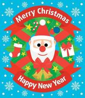 Christmas and New Year background card with Santa Claus vector