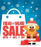 New Year sale background with dog  up to 40 off vector