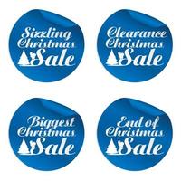 Blue Christmas sale stickers sizzling, clearance, biggest, end of vector