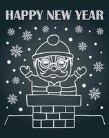 New Year chalkboard card with Santa Claus vector