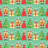 New Year seamless with dogs and Christmas tree vector