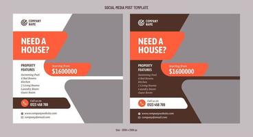 Property for sale or rent social media post template vector
