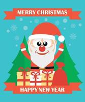 Merry Christmas and Happy New Year modern concept flat design vector