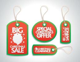 Christmas tags red with santa beard vector