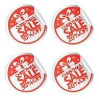 Christmas sale stickers 10,20,30,40 with gift box vector