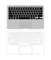 Two standart laptop keyboards isolated on white. Vector illustration. Two standart laptop keyboards.