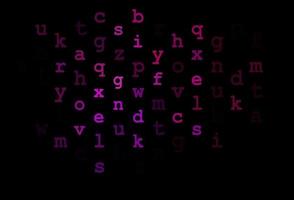 Dark purple vector background with signs of alphabet.