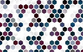 Light Blue, Red vector cover with set of hexagons.