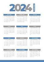 2024 Calendar Template, editable vector