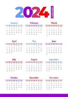 2024 Calendar Template, editable vector