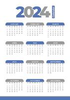 2024 Calendar Template, editable vector