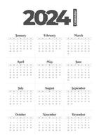 Plantilla de calendario 2024, vector editable