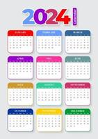 2024 Calendar Template, editable vector