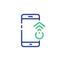 Swipe on Smartphone Line Icon. Scroll Up in Digital Electronic Device Move Gesture Linear Pictogram. Action on Mobile Phone Display Outline Icon. Editable Stroke. Isolated Vector Illustration.