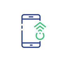 Swipe on Smartphone Line Icon. Scroll Up in Digital Electronic Device Move Gesture Linear Pictogram. Action on Mobile Phone Display Outline Icon. Editable Stroke. Isolated Vector Illustration.