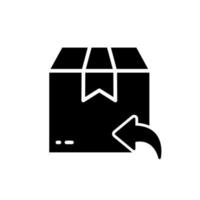 Arrow Back Shipping Return Goods on Post Silhouette Icon. Return Parcel Box Symbol. Refund Product in Container Box. Exchange Package of Delivery Service Glyph Pictogram. Isolated Vector Illustration.