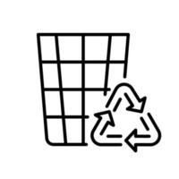 Recycling Eco Bin Line Icon. Ecology Dustbin for Garbage Pictogram. Reuse Container Sign. Recycle Grid Basket Outline Icon. Environmental Conservation. Editable Stroke. Isolated Vector Illustration.