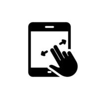 Swipe on Tablet Silhouette Icon. Scroll Up in Digital Electronic Move Gesture Icon. Zoom Action on Device Display Glyph Pictogram. Move Touch Screen in Tablet. Isolated Vector Illustration.