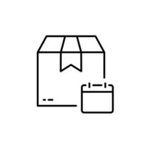 Time Appointment for Express Delivery Service Outline Icon. Schedule in Calendar for Date Delivery Line Icon. Parcel Box Deliver Day Hour Year Pictogram. Editable Stroke. Isolated Vector Illustration.